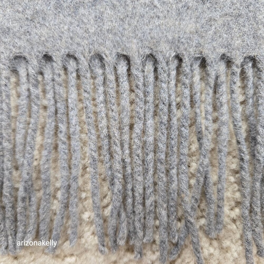 NWOT Beast Wool Scarf Grey Fringed Thick Oversized - Picture 5 of 10